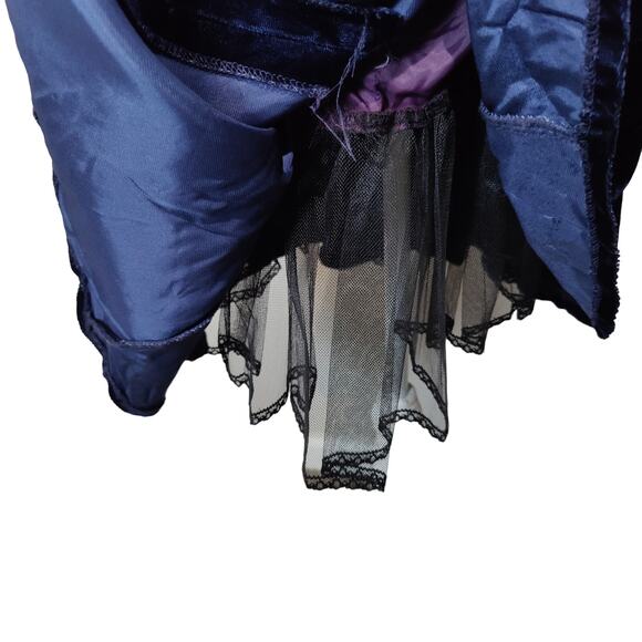 Vintage 80s Jessica McClintock Gunne Sax Sz 9/10 Navy Velvet Sequin Party Dress - Picture 4 of 9